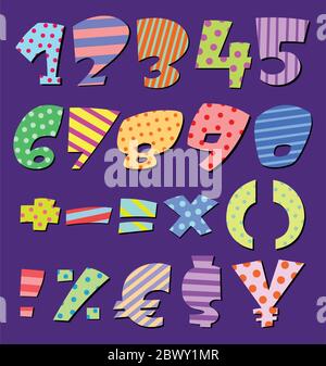 Numéros de bande dessinée de motifs colorés Illustration de Vecteur