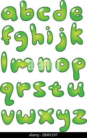 Alphabet en forme de bulle en minuscules vert Illustration de Vecteur