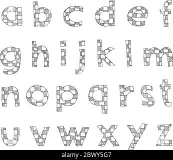 Alphabet inférieur à carreaux à la main Illustration de Vecteur