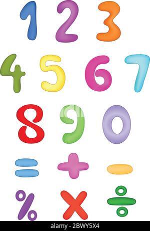 Ensemble de numéros vectoriels colorés Illustration de Vecteur