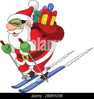 Santa ski Illustration de Vecteur