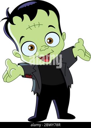 Frankenstein Cartoon kid Illustration de Vecteur