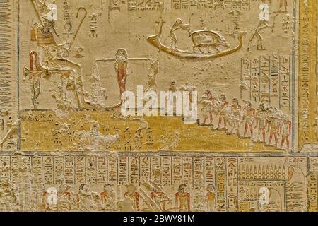 Relief des parois de KV 9, tombe de Ramesses V-VI Banque D'Images