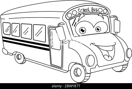 Dessin animé de bus scolaire Illustration de Vecteur