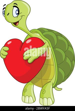 Tortue tenant un coeur Illustration de Vecteur