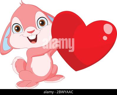 Joli lapin tenant un coeur Illustration de Vecteur
