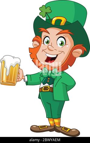 Leprechaun avec de la bière Illustration de Vecteur