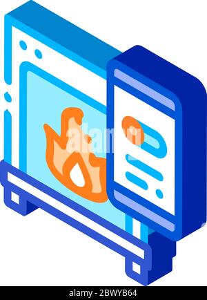Équipement de chauffage Cheminée Smartpone Vecteur App Illustration de Vecteur