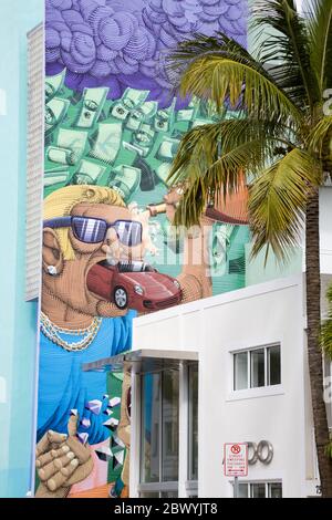 Peinture murale sur Collins Avenue, Miami Beach, Florida, USA Banque D'Images