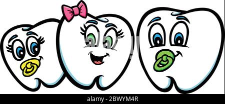 Dents de bébé - UNE illustration de dessin animé de dents de bébé. Illustration de Vecteur