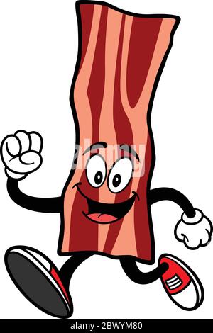 Bacons Strip Mascot Running - UNE illustration de la série de Bacon Strip Mascot Running. Illustration de Vecteur
