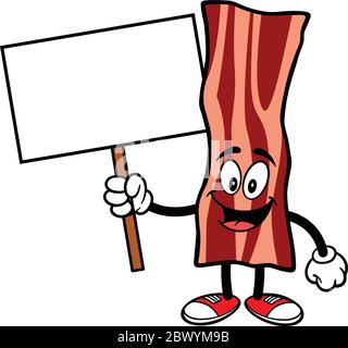 Mascotte à bande de bacon avec enseigne - ILLUSTRATION d'une mascotte à bande de bacon avec enseigne. Illustration de Vecteur