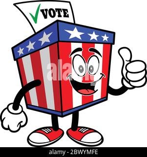 La mascotte de la boîte de vote avec les Thumbs Up - UNE illustration de la caricature d'une mascotte de la boîte de vote avec les Thumbs Up. Illustration de Vecteur