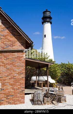 Le phare de Cape Florida, parc national Bill Baggs, Key Biscayne, Miami, Floride, USA Banque D'Images