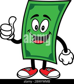 Dollar Mascot avec Thumbs Up - UNE illustration de dessin animé d'une Dollar Mascot avec un Thumbs Up. Illustration de Vecteur
