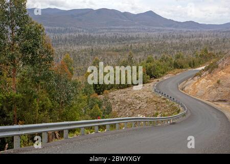 La route Western Explorer sur la côte ouest de la Tasmanie Banque D'Images