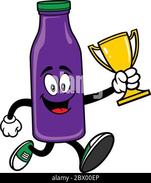 Mascotte de jus de raisin tournant avec un Trophée - UN dessin animé Illustration d'une mascotte de jus de raisin tournant avec un Trophée. Illustration de Vecteur