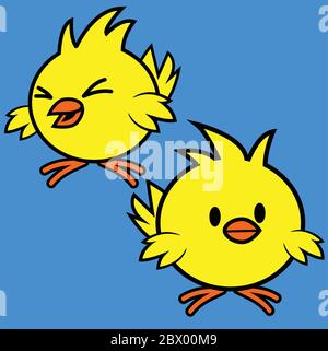 Kawaii Chicks - UNE illustration de dessins animés de kawaii Chicks. Illustration de Vecteur