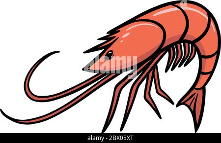 Icône crevettes - UNE illustration de dessin animé d'une icône de crevettes. Illustration de Vecteur