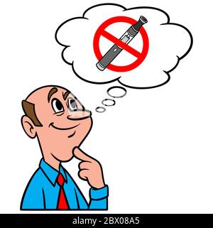 Penser à Quitting Vaping - une illustration d'une personne penser à Quitting Vaping. Illustration de Vecteur