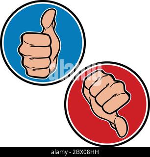 Icône pouce vers le haut et vers le bas - illustration d'une icône pouce vers le haut et pouce vers le bas. Illustration de Vecteur