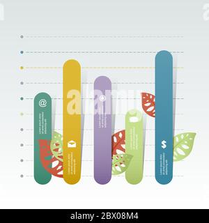 Graphique à barres graphique graphique graphique graphique statistique de l'entreprise Illustration avec la feuille nature Illustration de Vecteur