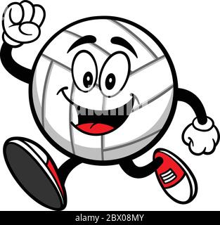 Volley-ball Mascot Run - UN dessin de dessin d'une mascotte de volley-ball en cours. Illustration de Vecteur