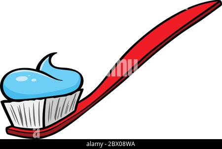 Brosse à dents avec pâte - Illustration d'une brosse à dents avec pâte. Illustration de Vecteur