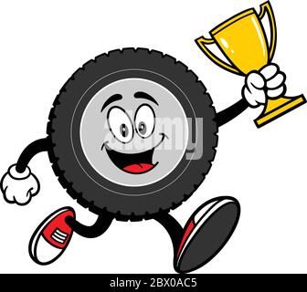 Tire Mascot course avec un Trophée - UNE illustration de tire Mascot course avec un Trophée. Illustration de Vecteur