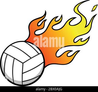 Volley-ball avec flammes - une illustration d'un volley-ball avec des flammes. Illustration de Vecteur