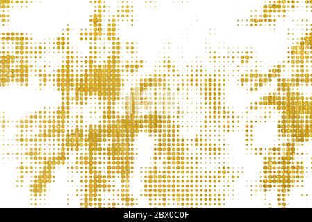 Motif demi-ton doré. Motif de texture abstrait de points dorés sur fond blanc Banque D'Images