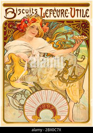 Alphonse Mucha, biscuits Lefèvre-Utile, imprimé lithographique, 1896 Banque D'Images