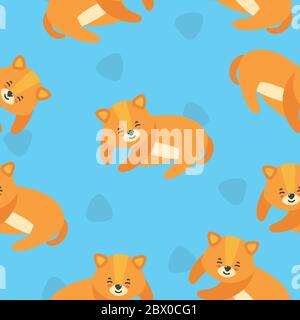 Motif sans couture avec un chiot endormi sur fond bleu vif. Joli imprimé chiot pour différents motifs. Illustration vectorielle de style plat Illustration de Vecteur