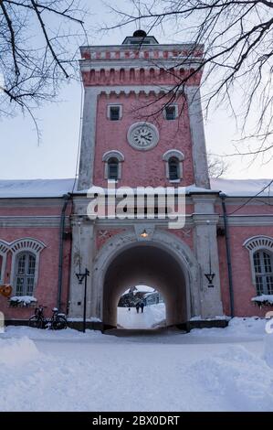 Porte d'entrée de Suomenlinna, Helsinki en hiver Banque D'Images