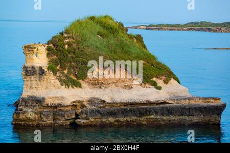 Vacances à Apulia. L'important site archéologique et station touristique de Roca Vecchia, à Puglia, Salento, Italie. Banque D'Images