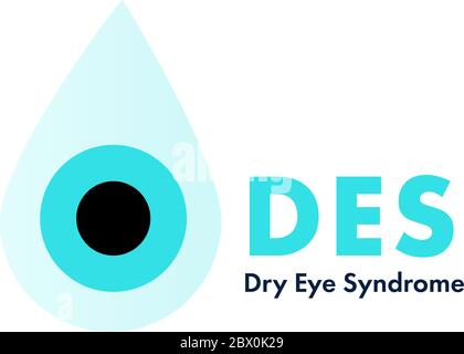 Syndrome de l'œil sec. Remède oculaire en gouttes. Illustration de Vecteur