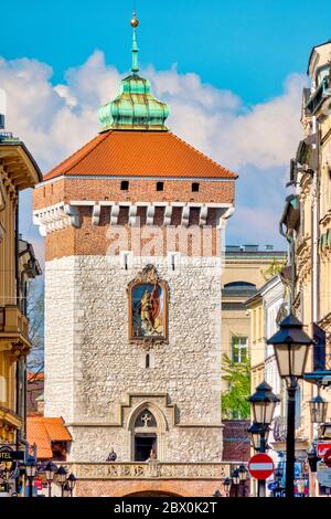 La porte Saint-Florian, Cracovie, Pologne Banque D'Images