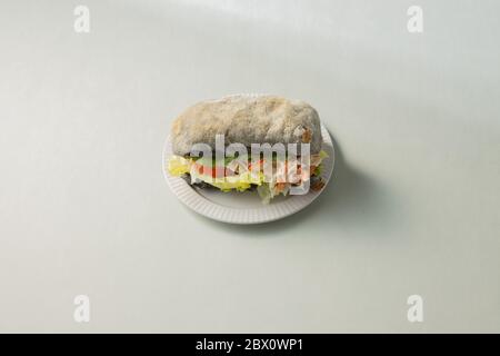 Sandwich Ciabatta avec encre calmar Banque D'Images