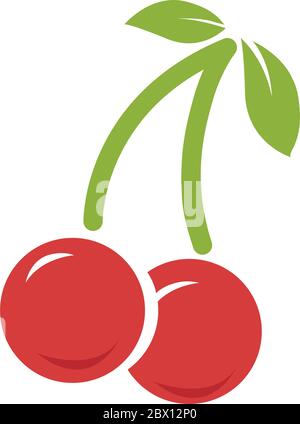 Icône en forme de cerise isolée sur une illustration vectorielle blanche Illustration de Vecteur