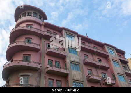 Art deco apartment block, Port Said, Egypte Banque D'Images