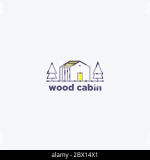 Cabine simple en bois, décoration moderne avec logo Illustration de Vecteur