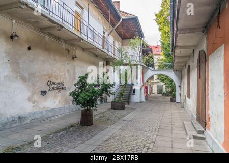 Alley à Cracovie utilisé comme film dans la liste des Schindlers Banque D'Images