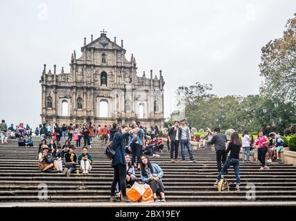 Ancienne façade de l'église historique sur Macao Banque D'Images