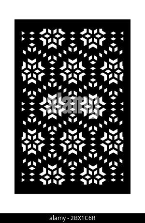 Écran de protection, modèle de clôture de confidentialité. Panneau vectoriel découpé au laser, écran, clôture, séparateur. CNC motif décoratif, design jali, élément intérieur. Islamique Illustration de Vecteur