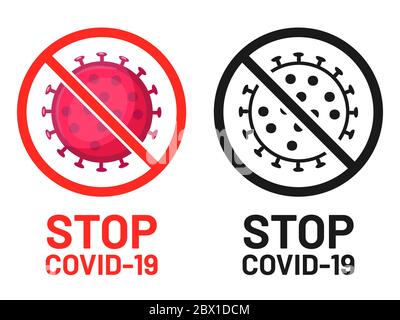 Symbole d'arrêt Covid-19 de l'épidémie d'avertissement de Set Illustration de Vecteur