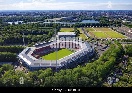 Max Morlock Stadium, derrière lui Arena Nuernberger Versicherung, Zeppelin Field, Dutzendteiche, salle de congrès, Reich Party Rally Grounds, Nuremberg Banque D'Images