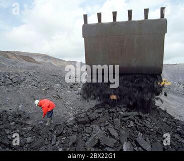 1995, site minier d'Opencast à Kirk, East Midlands, centre de l'Angleterre, Royaume-Uni Banque D'Images