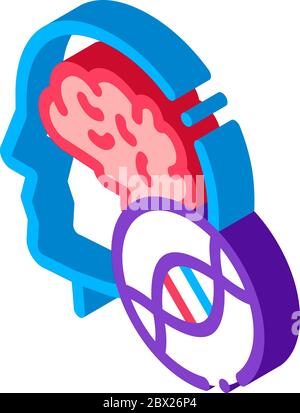 Illustration du vecteur icône isométrique de la molécule du cerveau de la tête humaine Illustration de Vecteur