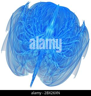 L'illustration fractale abstraite pour le design créatif ressemble à un méduse numérique sur fond blanc Banque D'Images