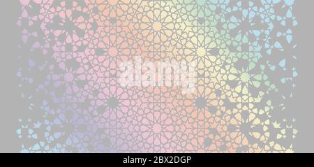 Modèle de vecteur holographique vertical arabe de carte moderne pour l'invitation, la célébration, la date de sauvegarde, l'annonce avec la désintégration Illustration de Vecteur